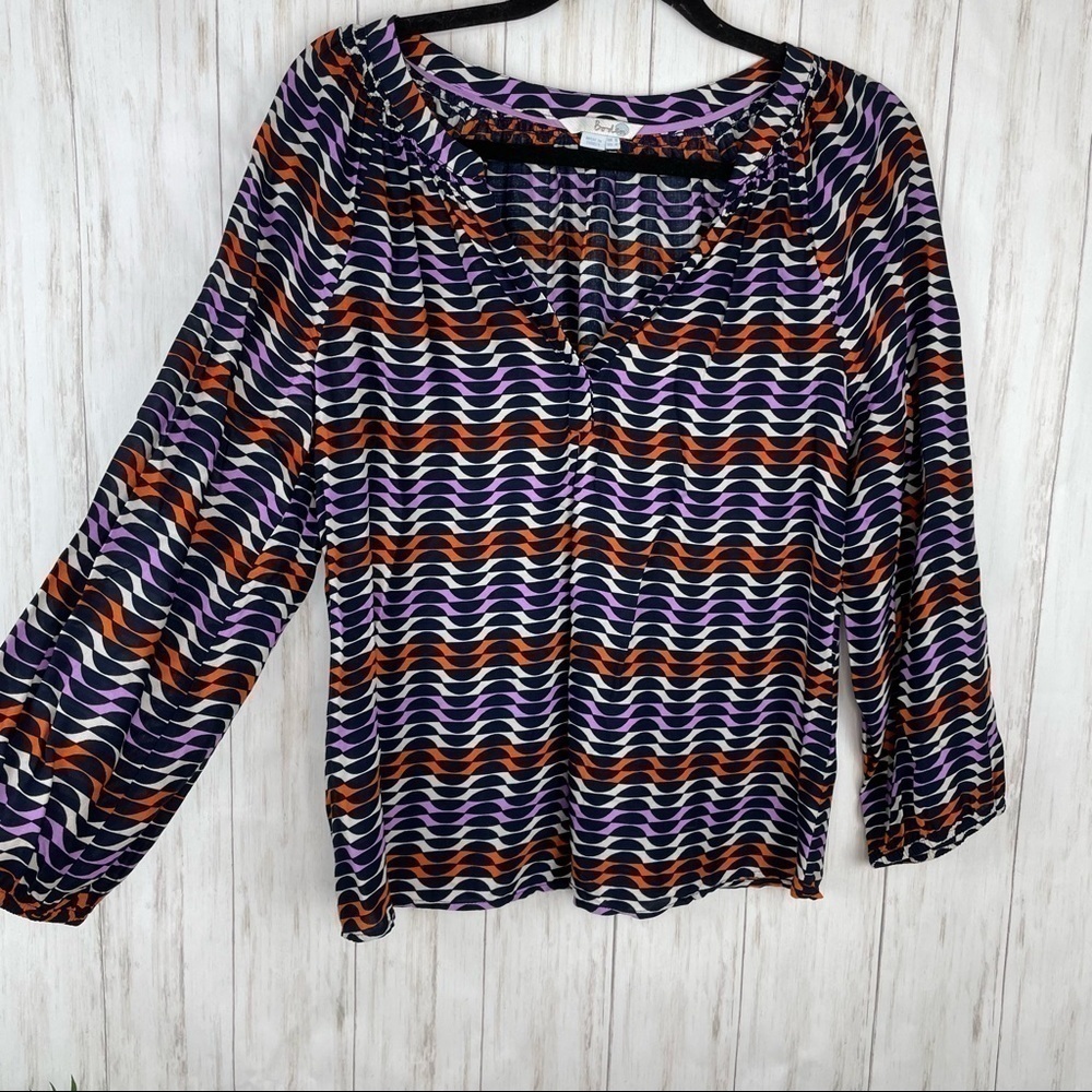 Boden Anthropologie geometric blouse US 4